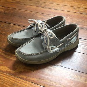 Sperry Boat Shoes, Sequin detail, grey/pink, 5.5
